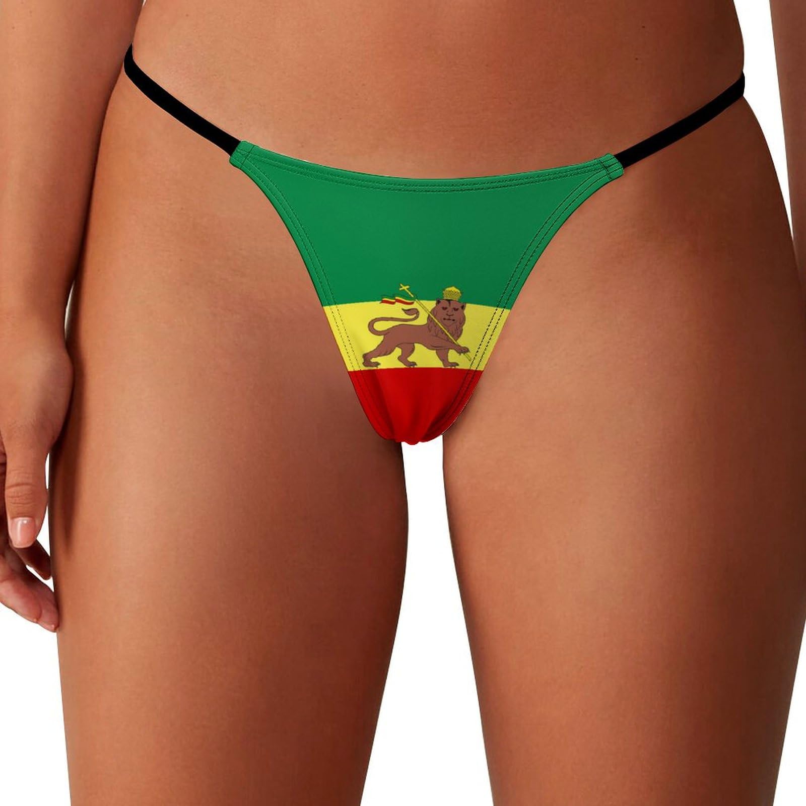 Ahdyr Jamaica Rasta Lion Flag Women's Underwear Thongs Panties G-string Low Waist T Back