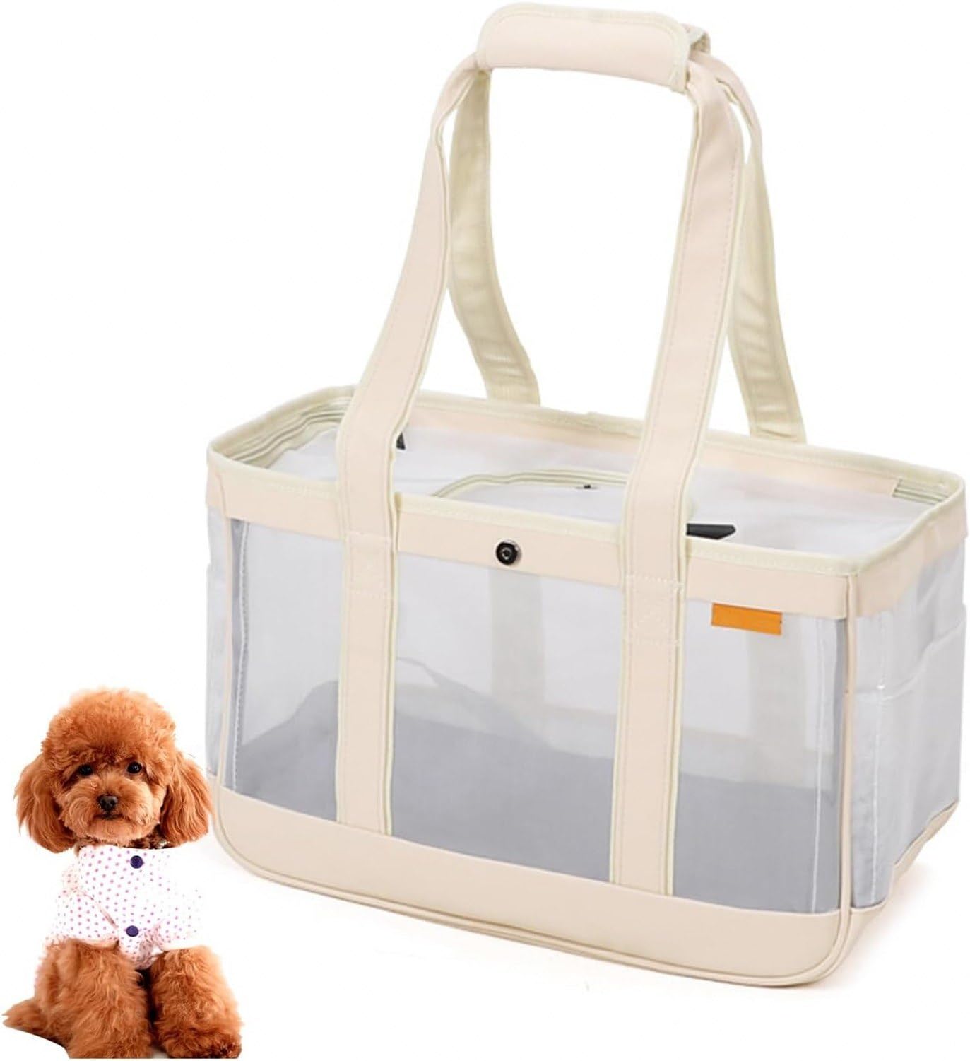 Borsa Trasportino per Cani e Gatti Piccoli, Grigio, Tote Pet Bag Portatile con Tasche e Guinzaglio di Sicurezza per Viaggio Shopping Outdoor, Yellow