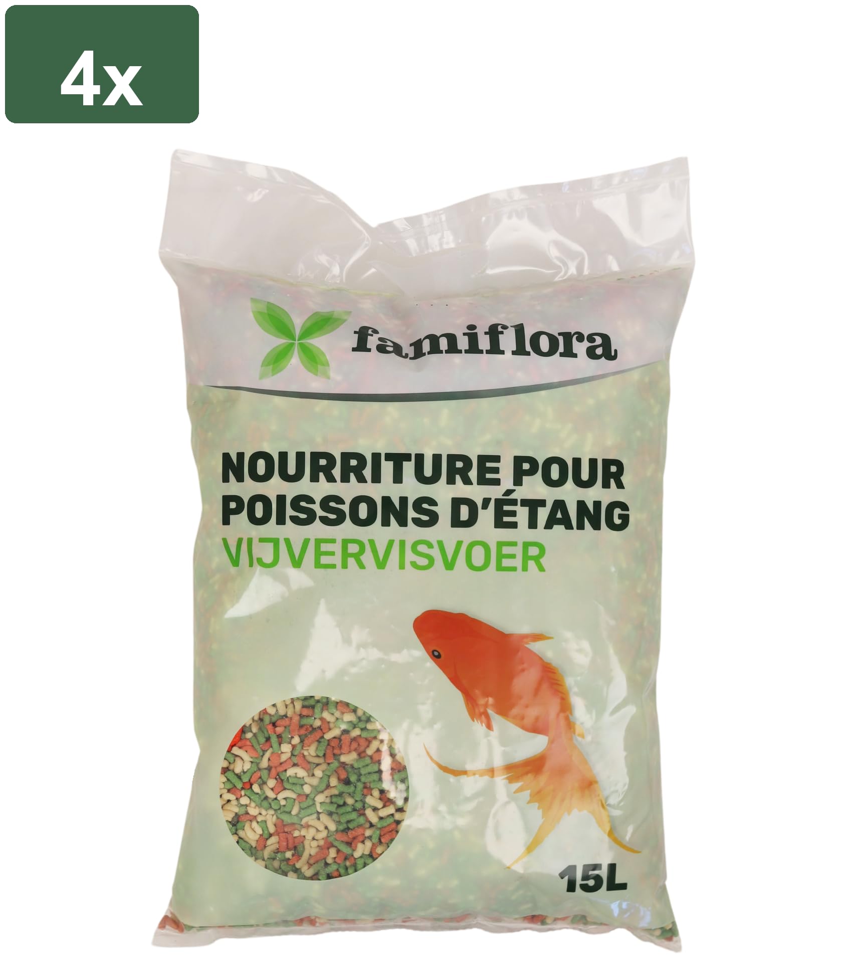 Sticks Mix 4x 15L - Schwimmendes Futter für einfaches Sehen, wie viel Ihre Fische essen und Überfütterung verhindert - Mit Spirulina und Paprika für schöne Farben, die Fische lebendig machen
