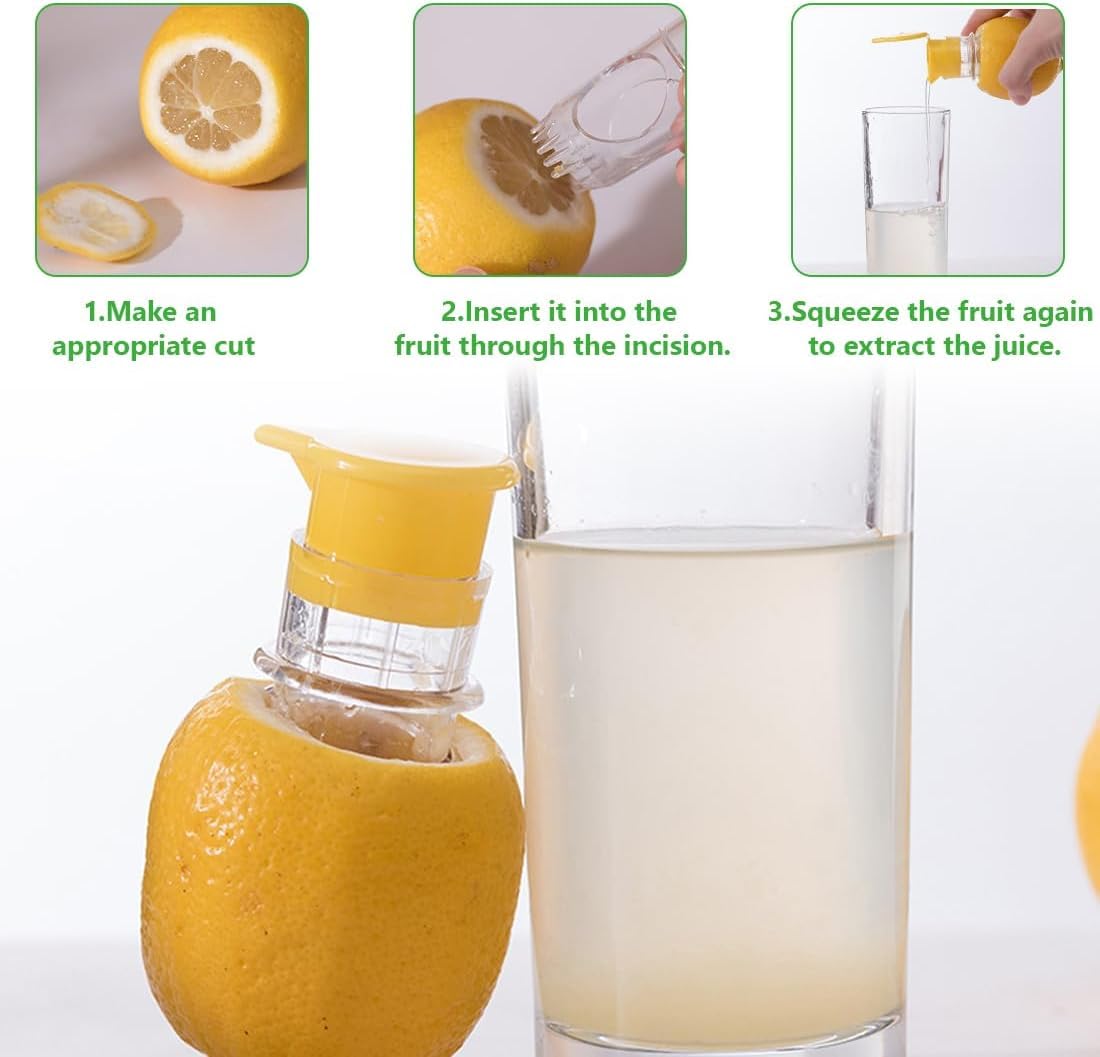 2 Stück Zitronenpresse Mit Schraubverschluss, Lemon Squeezer, Zitronenpresse Aus Kunststoff, Zitronensaftpresse, für Orangen,Zitronen Zitrusfrüchten(Gelb/Grün)