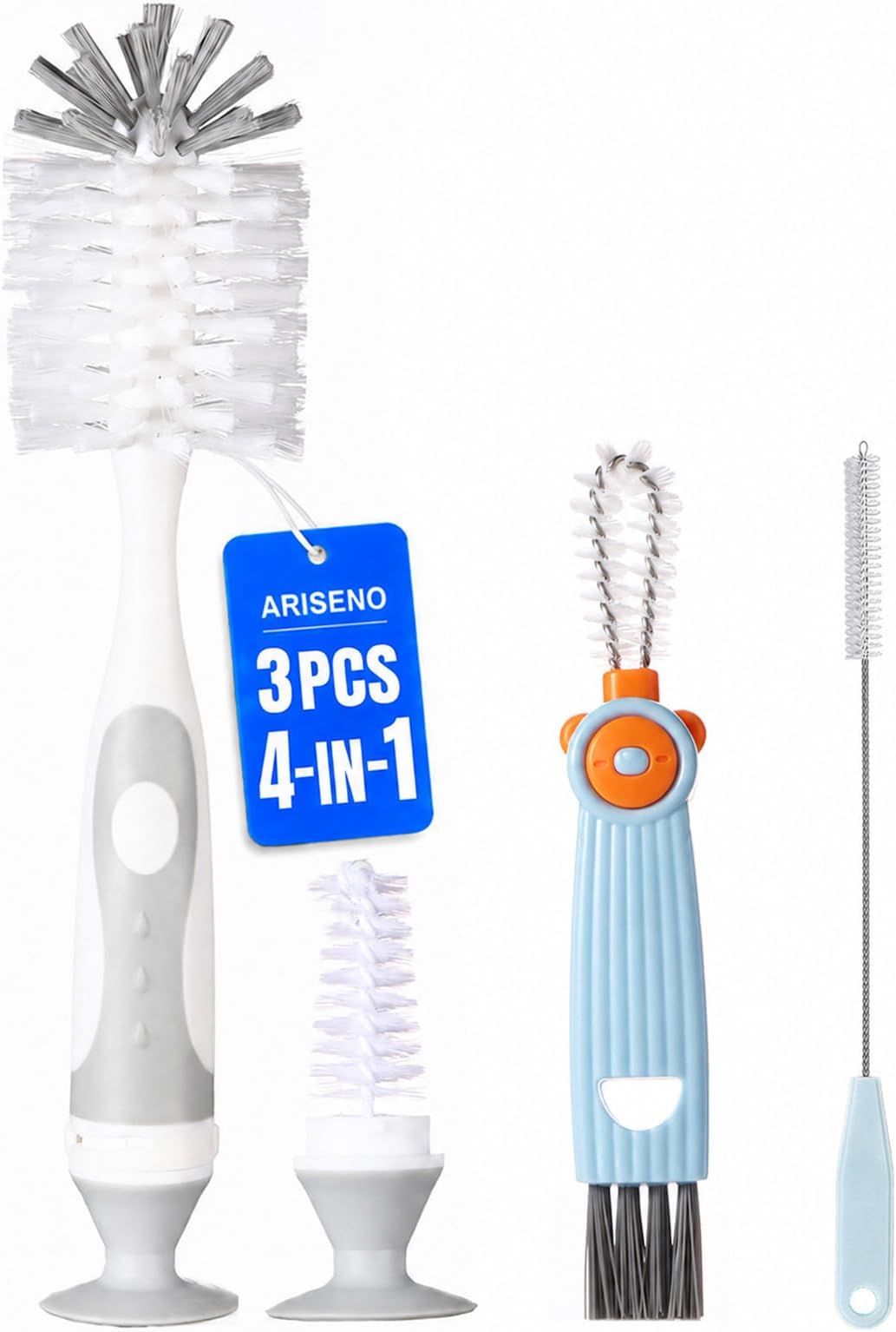 4-in-1 Baby Bottle Brush Set, Gray