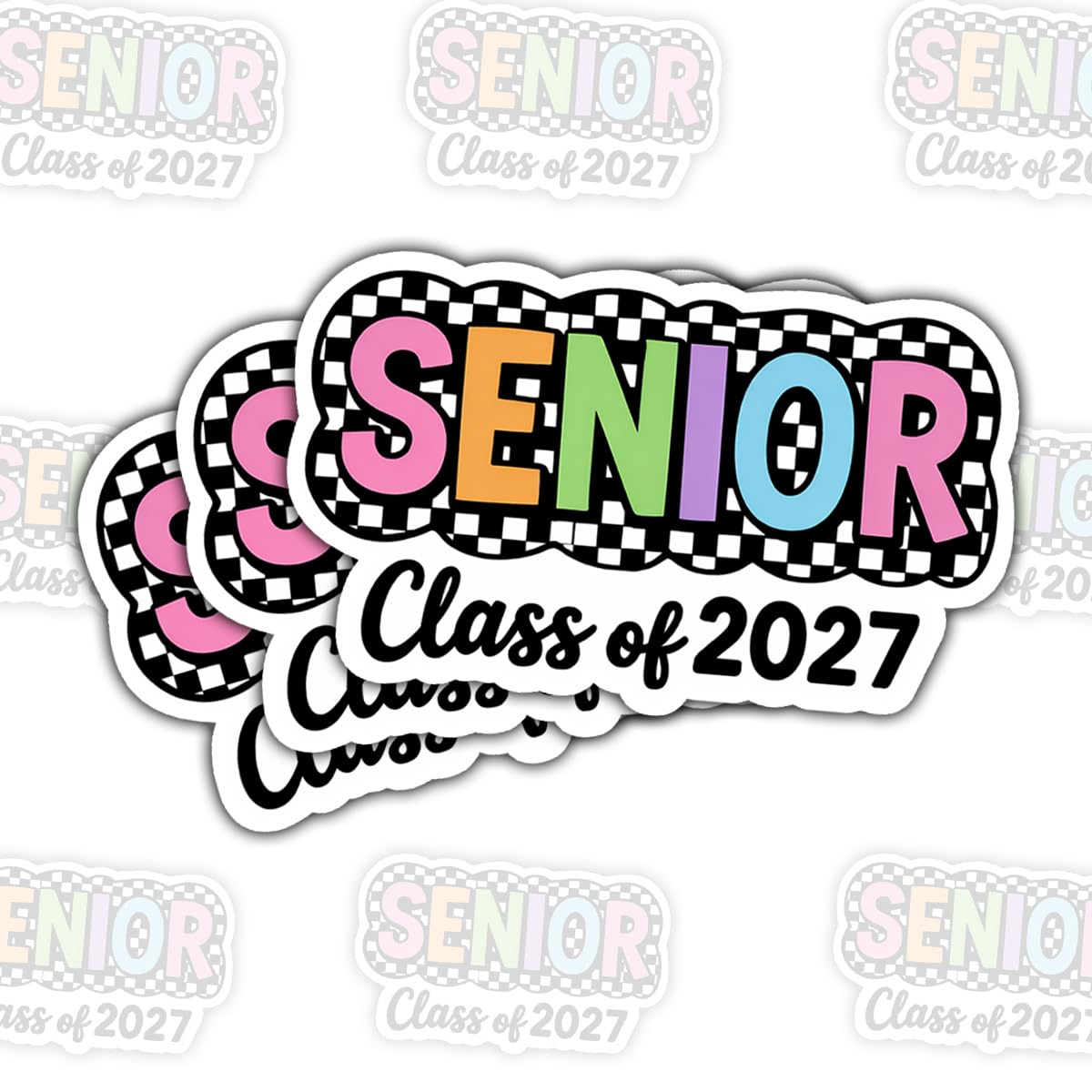 Decoración para laptop y botella de agua con calcomanías de graduación clase 2027