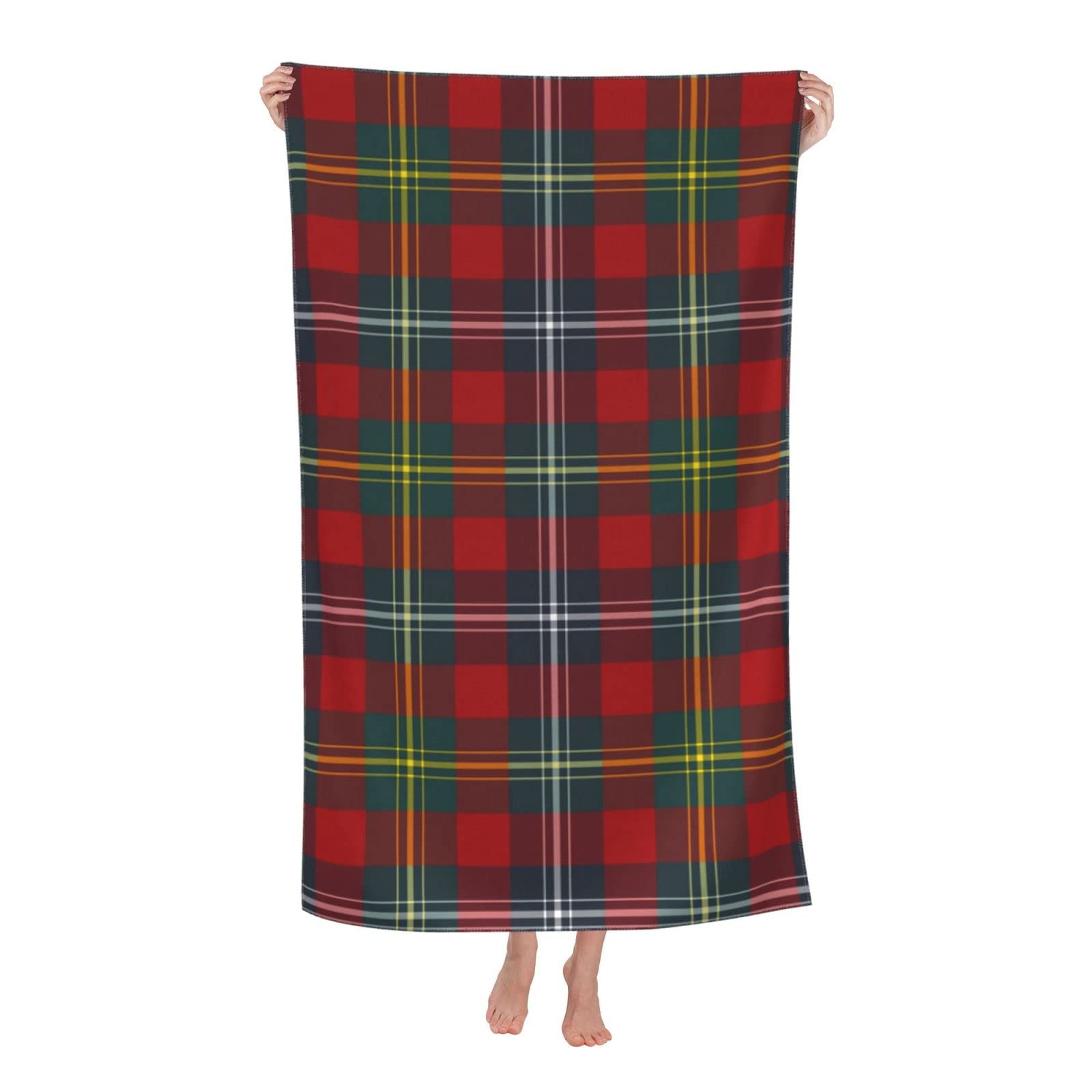 LMNSWDA Red and Navy Blue Plaid Clan Foster Tartan Beach Towels Oversized Soft High Absorbent Quick Dry Bath Towels Pool Towels Travel Beach Towels