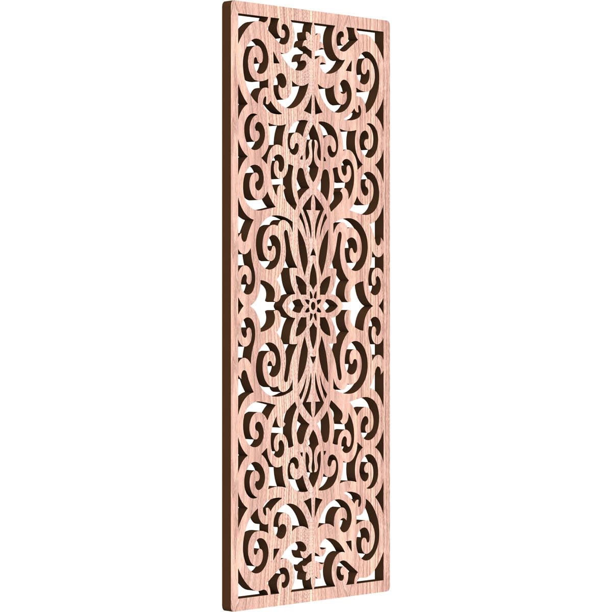 Buel Decorative Pierced Fretwork Wood Wall Panels, 9 3/8"W x 24 3/8"H x 3/8"T, Walnut