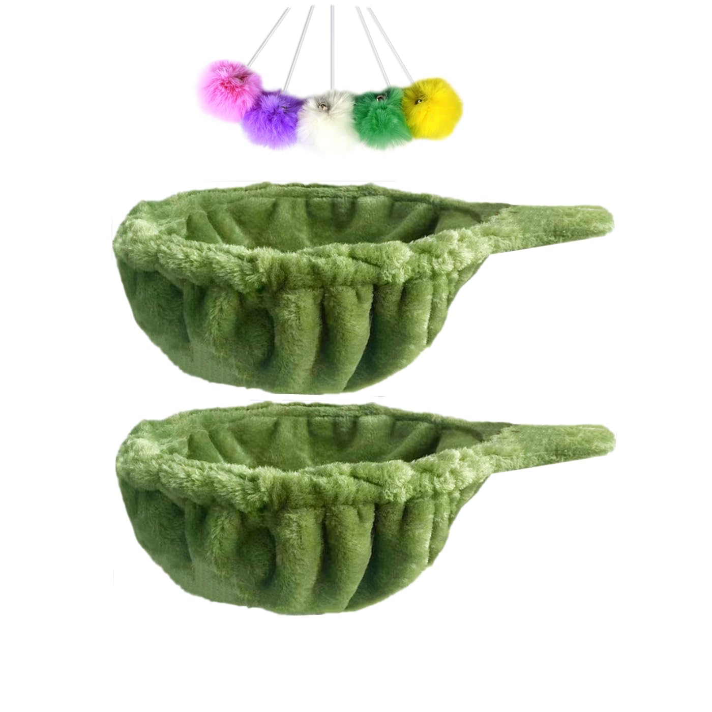 SHENGOCASE 13" 2-Pack Green Nest Basket Lounger Hammock Bed Replacement for Cat Tree Tower Replacement, 5-Pack Hanging Toys, Cat Tree Accessories