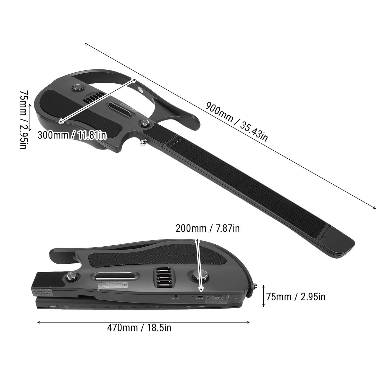 Fafeicy Chitarra Elettrica Pieghevole Portatile Senza Corde Smart Guitar con Indicatore Luminoso della Corda in Tempo Reale e Sintonizzatore Intelligente per Principianti, Adulti e