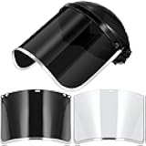 Amylove 2 Pcs Safety Face Shield for Grind and Cutting Lightweight Protective Masks with Clear Replacement Guard Mask (Stylish Style,Black,Black,Clear)