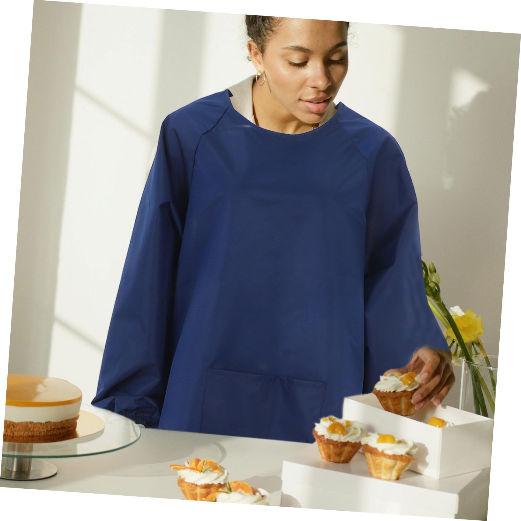 NUOBESTY Tablier Tissu Résistant à L'huile L'abrasion Long Imperméable à Manches Longues pour Homme et Femme Tâches Ménagères Cuisine