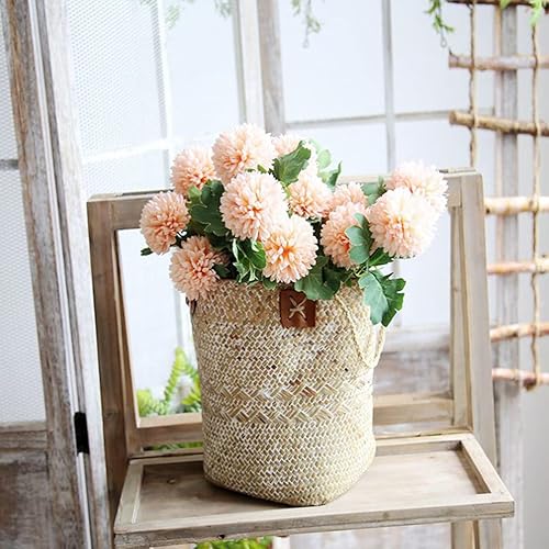 Miniatura 2 de HANABASS Cesta trenzada de hierba marina multifunción hecha a mano para flores caja de almacenamiento de escritorio cesta tejida para ropa sucia