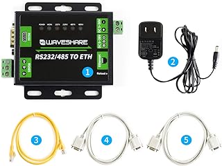 Waveshare Industrial RS232/RS485 to Ethernet Converter with Dual Serial Ports,Modbus Support,High-Speed Low-Power High-Stability Upgradable Easy to Communicate Between RS485 and RJ45 Port Ethernet