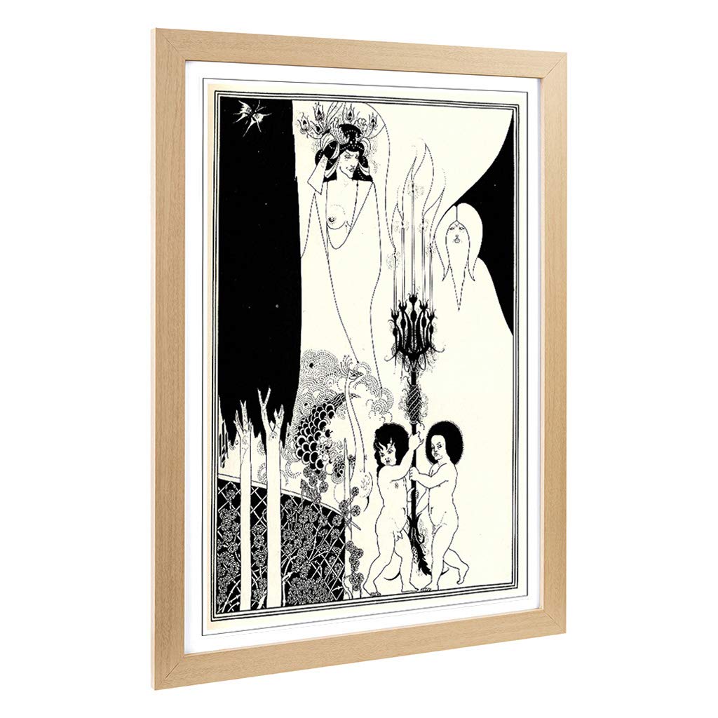 Big Box Art Framed Print of Aubrey Beardsley The Eyes of Herod Design | Wall Art Picture | Home Decor for Kitchen, Living Room, Bedroom, Hallway, Oak, A2 / 24.5x18 Inch / 62x45cm