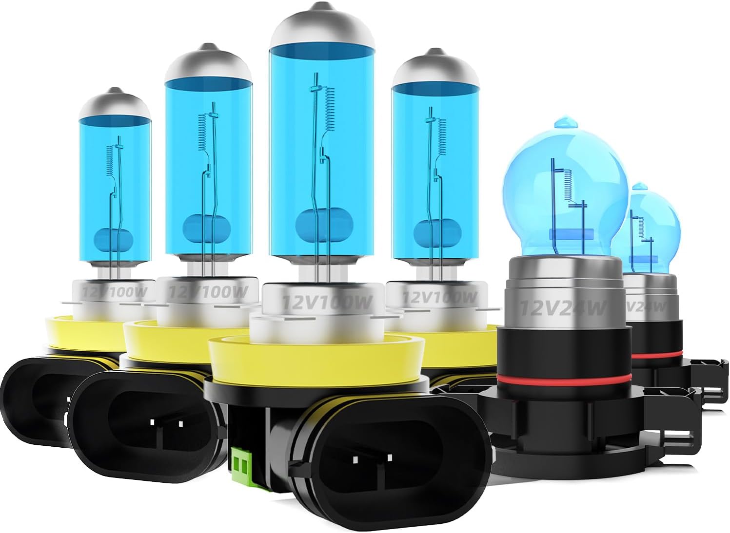 Headlight Bulbs Fit For Chrysler Town & Country 2010-2016,H11 H11 High Low Beam 5202 Fog Lights Combo,Super Bright 5500K White Light High Performance Halogen Light Bulbs,6PCS