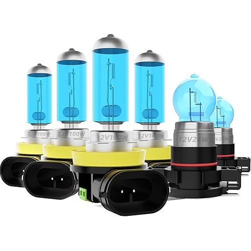 Headlight Bulbs Fit For Chrysler Town & Country 2010-2016,H11 H11 High Low Beam 5202 Fog Lights Combo,Super Bright 5500K White Light High Performance Halogen Light Bulbs,6PCS