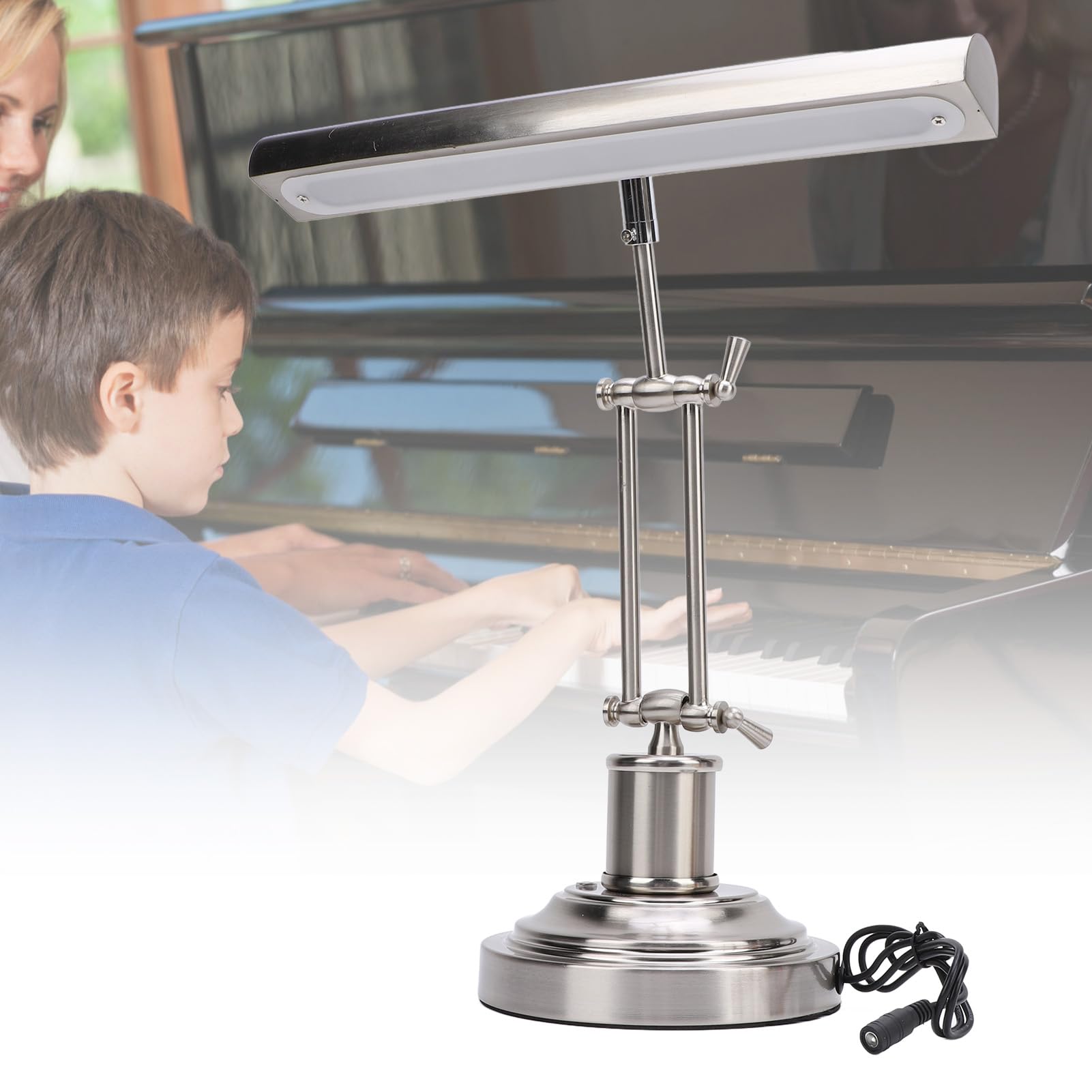 XUMIUZIY Lampe de Piano pour Piano Droit, Lampe de Piano LED 12W avec Température de Couleur 3000K-6000K, Réglage Continu de la luminosité, Double Bras et Contrôle Tactile, 85 CRI Eye
