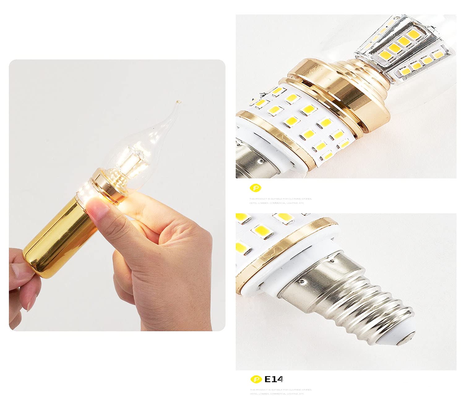 Ampoules Bougies LED E14 10W Petites Ampoules à Vis Candélabre LED Non Graduable Lustre Blanc Froid 6000K Lampes à Économie D'énergie Vintage(Équivalent à 90W) 6Paquets