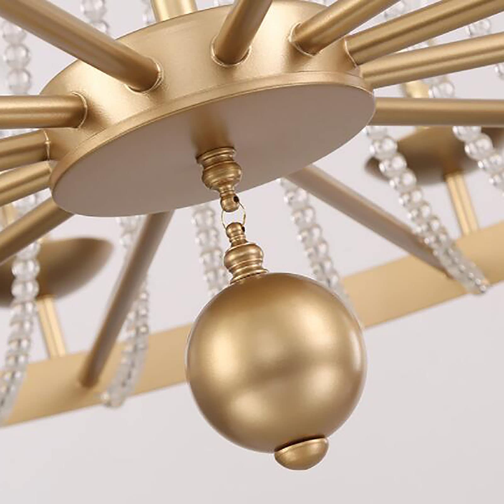 Américain Pays Bougie Lampe De Cristal,Pour Salon Salle à Manger Chambre Étude,Rétro Créatif Pastorale Éclairage,Chandelier De Salon,E14 Européen Rétro Lustre En Cristal-Golden. 100 * 58cm