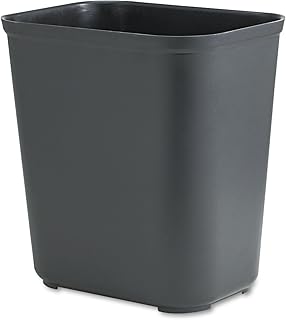Rubbermaid Commercial 254300BK Fire-Resistant Wastebasket, Rectangular, Fiberglass, 7gal, Black