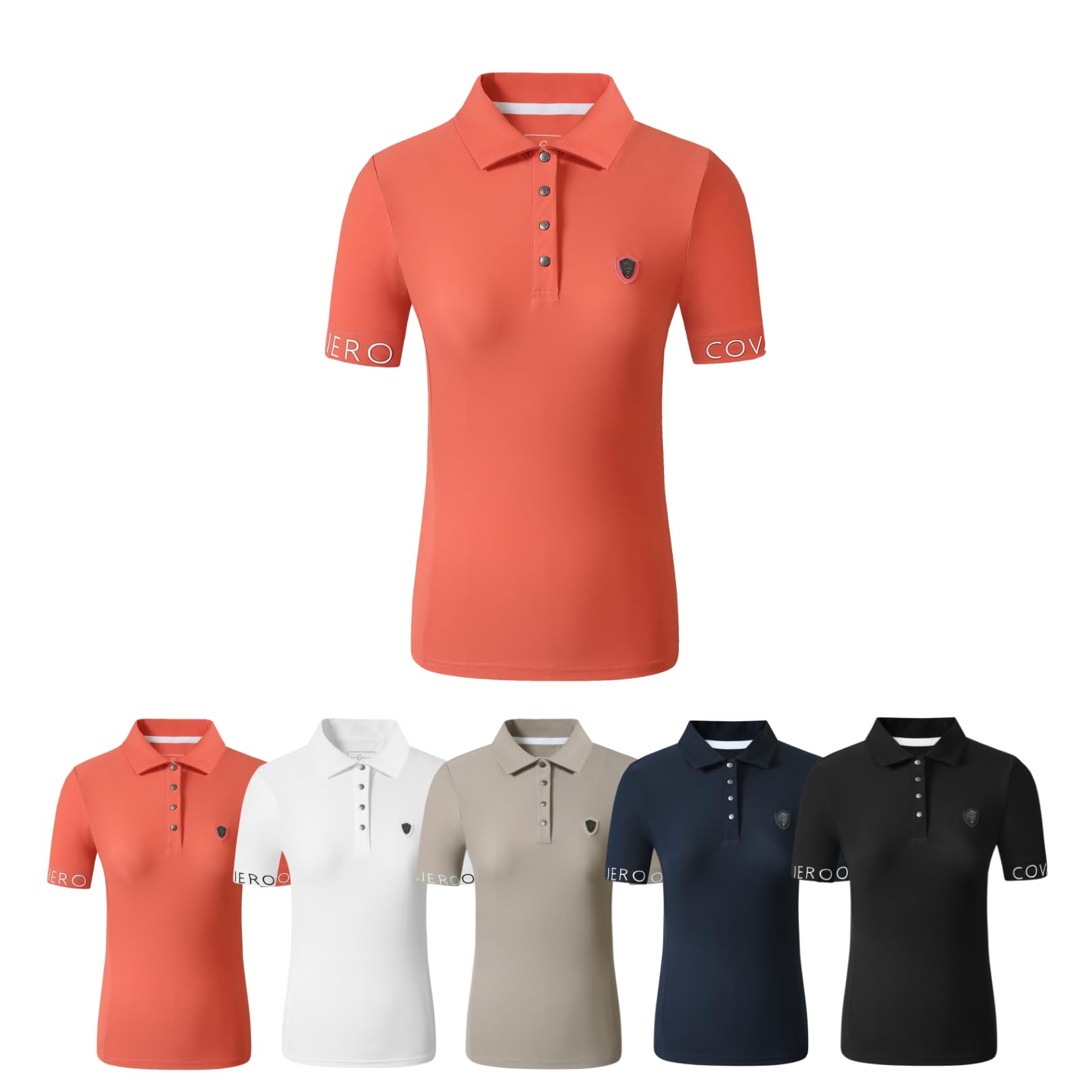 Covalliero - Damen Poloshirt – Sportliches Polo-Shirt mit Kragen – Kurzarm Sportshirt – atmungsaktives & leichtes Reitshirt – Reitbekleidung Größen