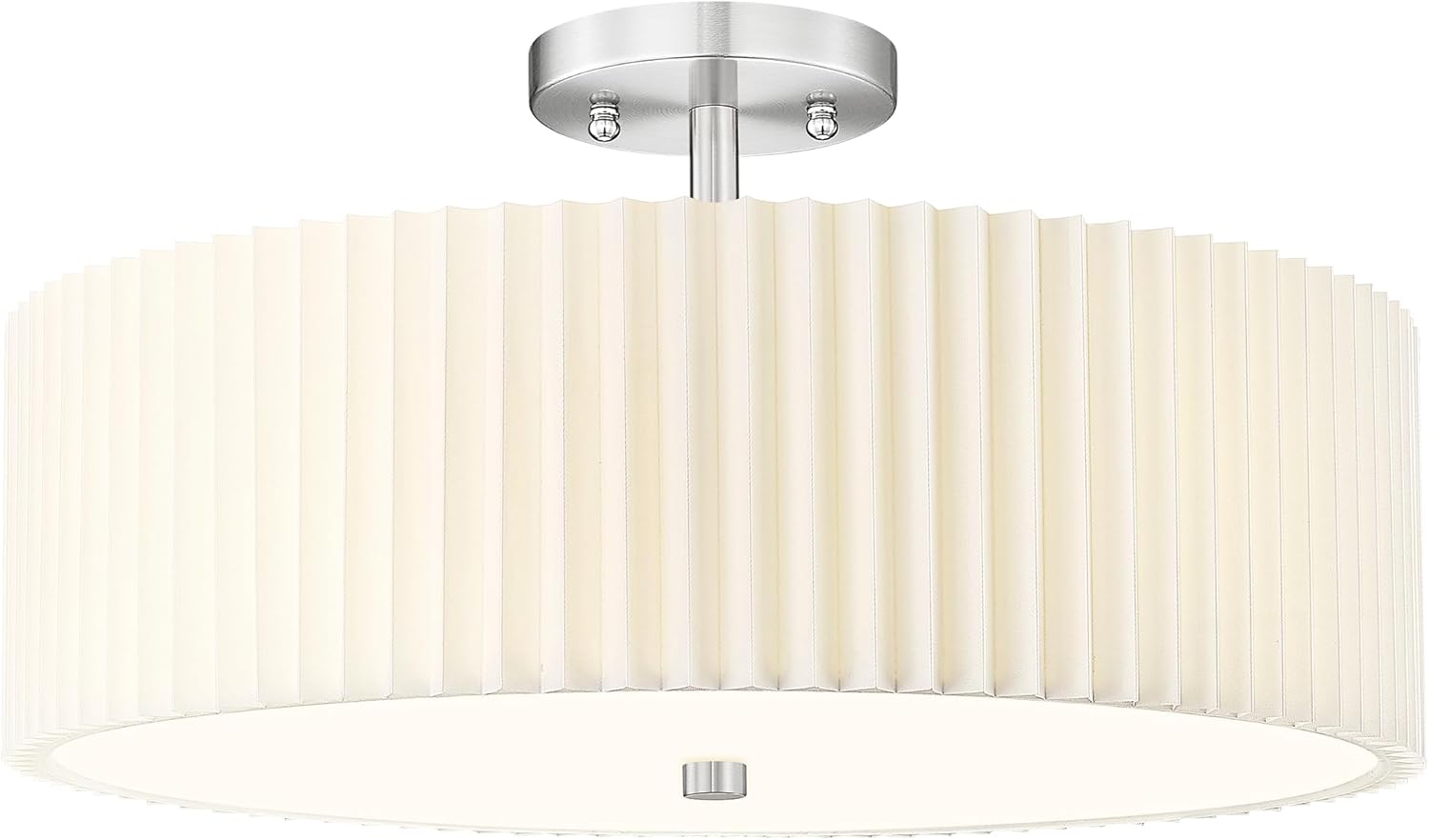 Semi Flush Mount Ceiling Lights, 4-Light 18" Ceiling Light Fixture with White Pleated Fabric Shade, Brushed Nickel Drum Lamp for Nursery Hallway Bedroom Kitchen, AD-25036-4SF-SN Nickel, Pleated Shade 18"