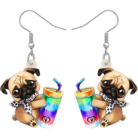 Acrylic Pug Dog Earrings: Pawdorable Puppy Charm Jewelry