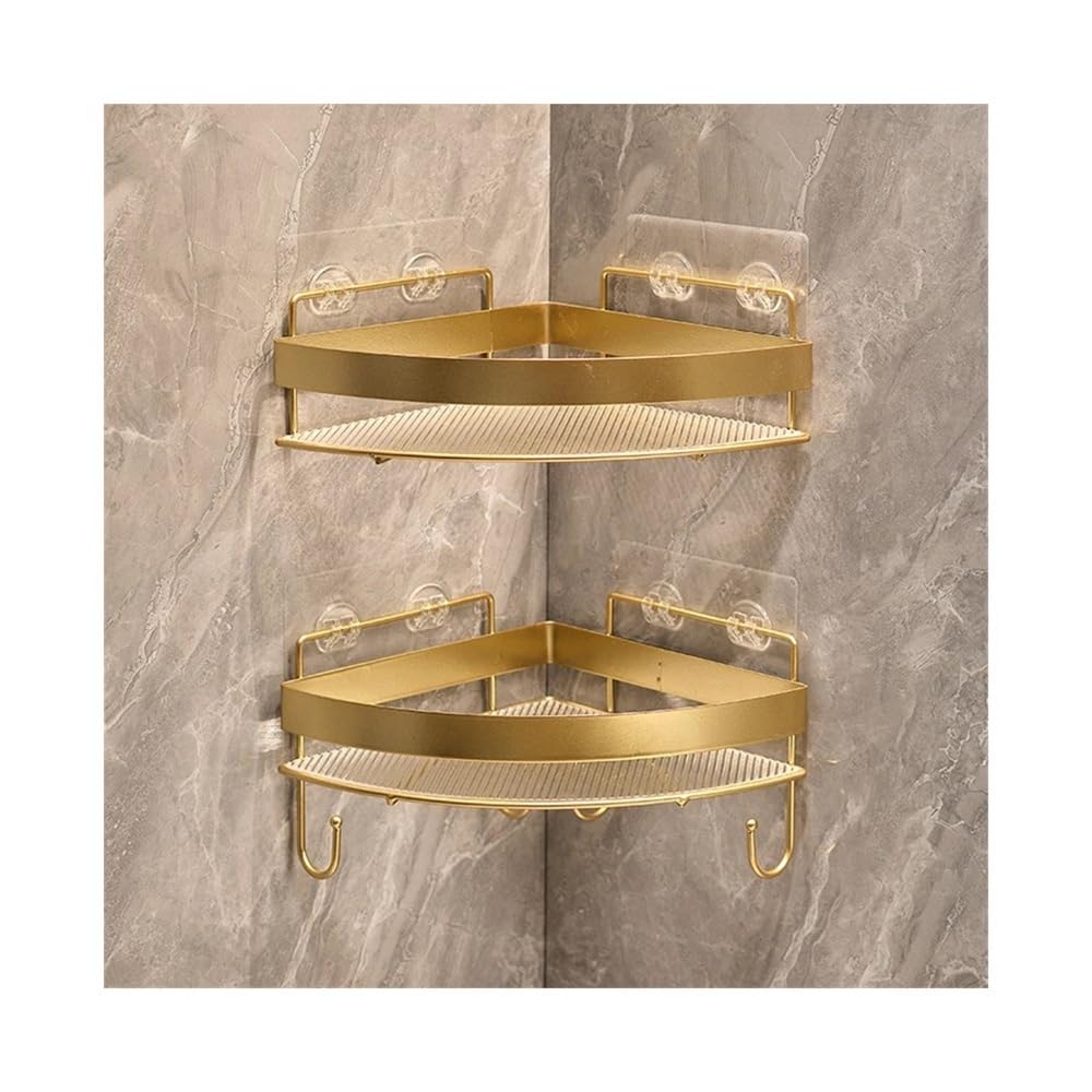 ZzleoyuUUs-12 Bathroom Shelves 2-Pack Corner Shower Caddy with Hooks Wall Mounted Triangle Shower Shelves No Drilling Acrylic Shower
