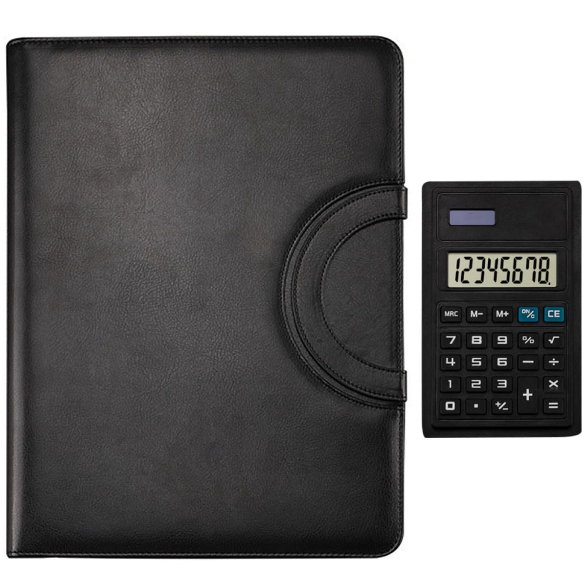 HOMSFOU Cartellina Portfolio PU con Chiusura Cerniera Organizzatore Documenti per Ufficio e Scuola Elegante e Professionale Facile Trasportare Include Blocco Note e Calcolatrice