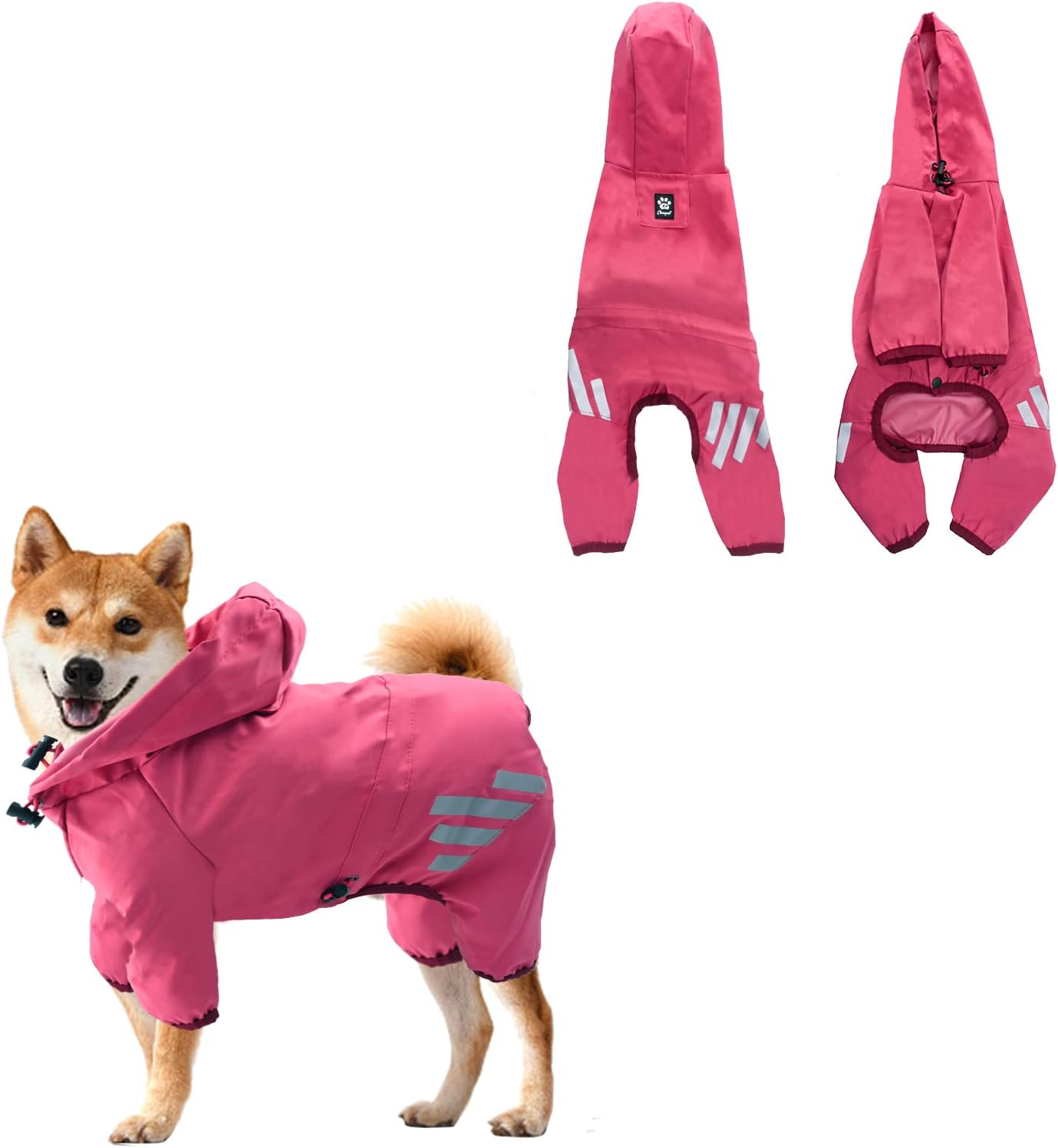Impermeables para Perros Mascotas,Impermeable Ajustable con cordón para Cachorros al Aire Libre,Chaqueta para Cachorro con Capucha Resistente al Agua para Perro pequeño medianos (XL, Rose)