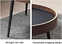 Vista 5 de Mesa de Centro - Juego de 2 mesas auxiliares redondas pequeñas de madera con patas de metal para sala de estar, apartamento, mesa de té