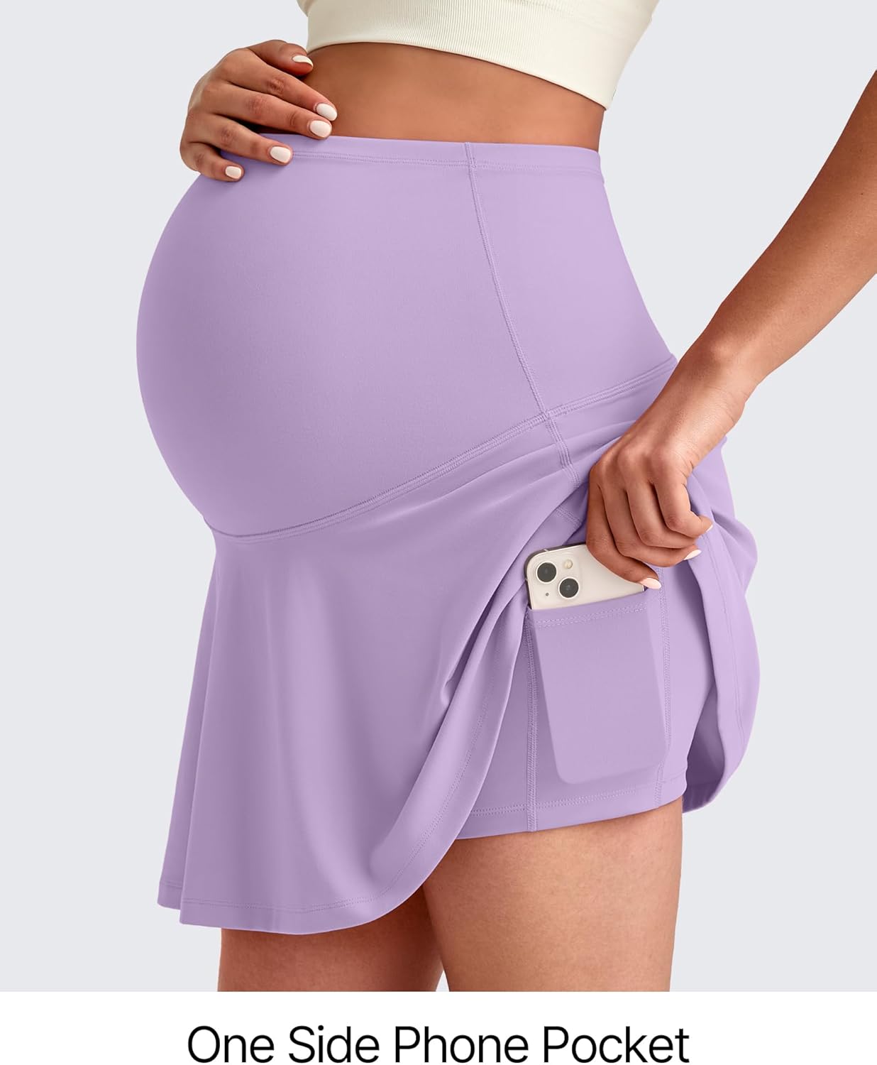 G4Free BareFeel Maternity Tennis Skirt with One Pocket Over The Belly Stretchy Pregnancy Workout Skorts Inner Shorts Golf - Image 4