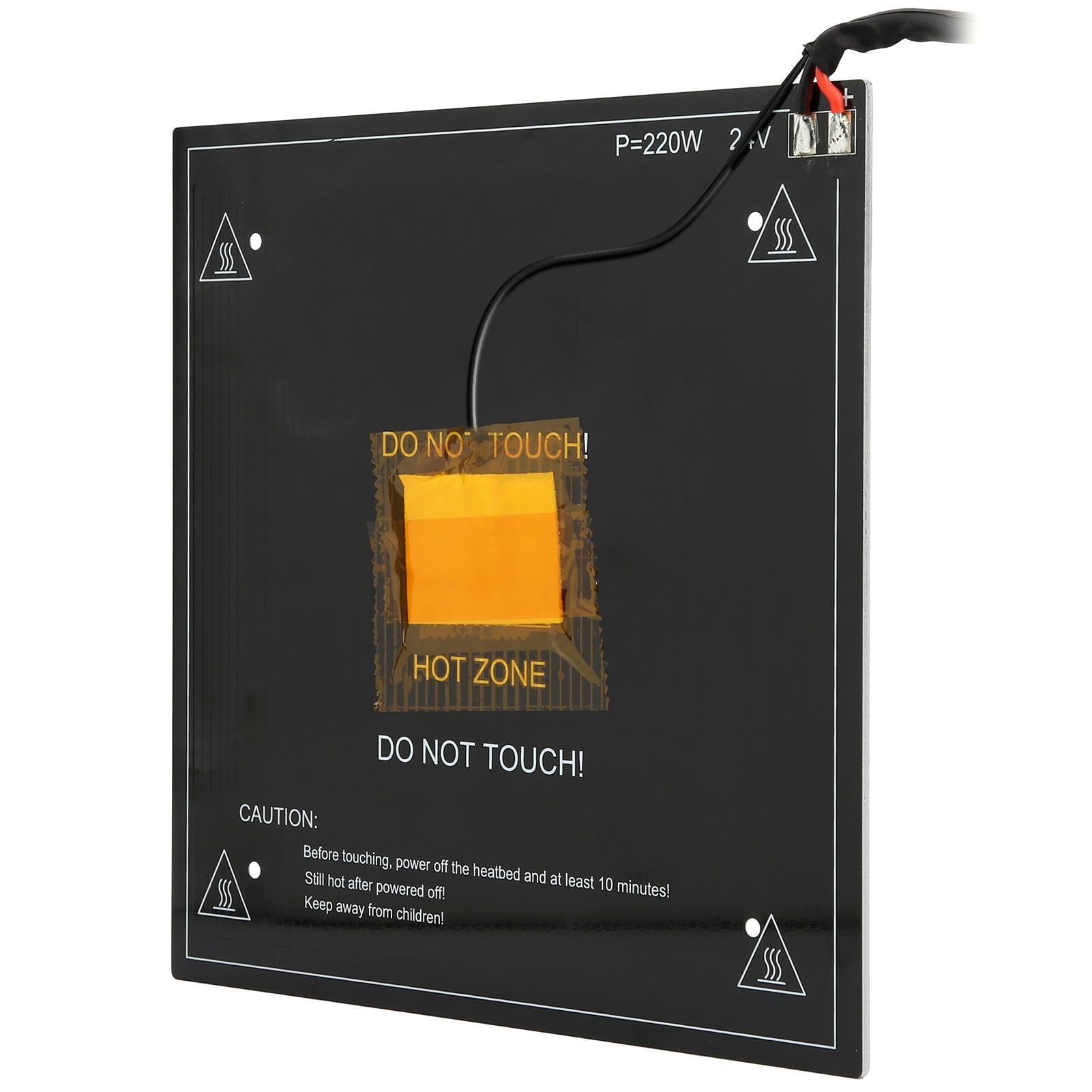 Cama caliente de aluminio de Zenithaur para Ender 3, DC 24V 220W Camino de calefacción, cama de calefacción de impresora con cable de instalación para una fácil configuración