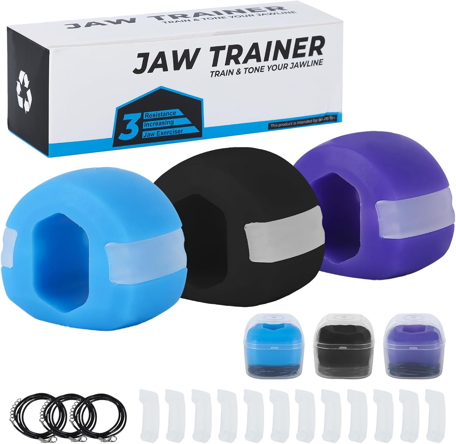 Gzloosehzf Jaw Exerciser Pack 3 Trainer For Jawline, Jaw Shaper, Wave