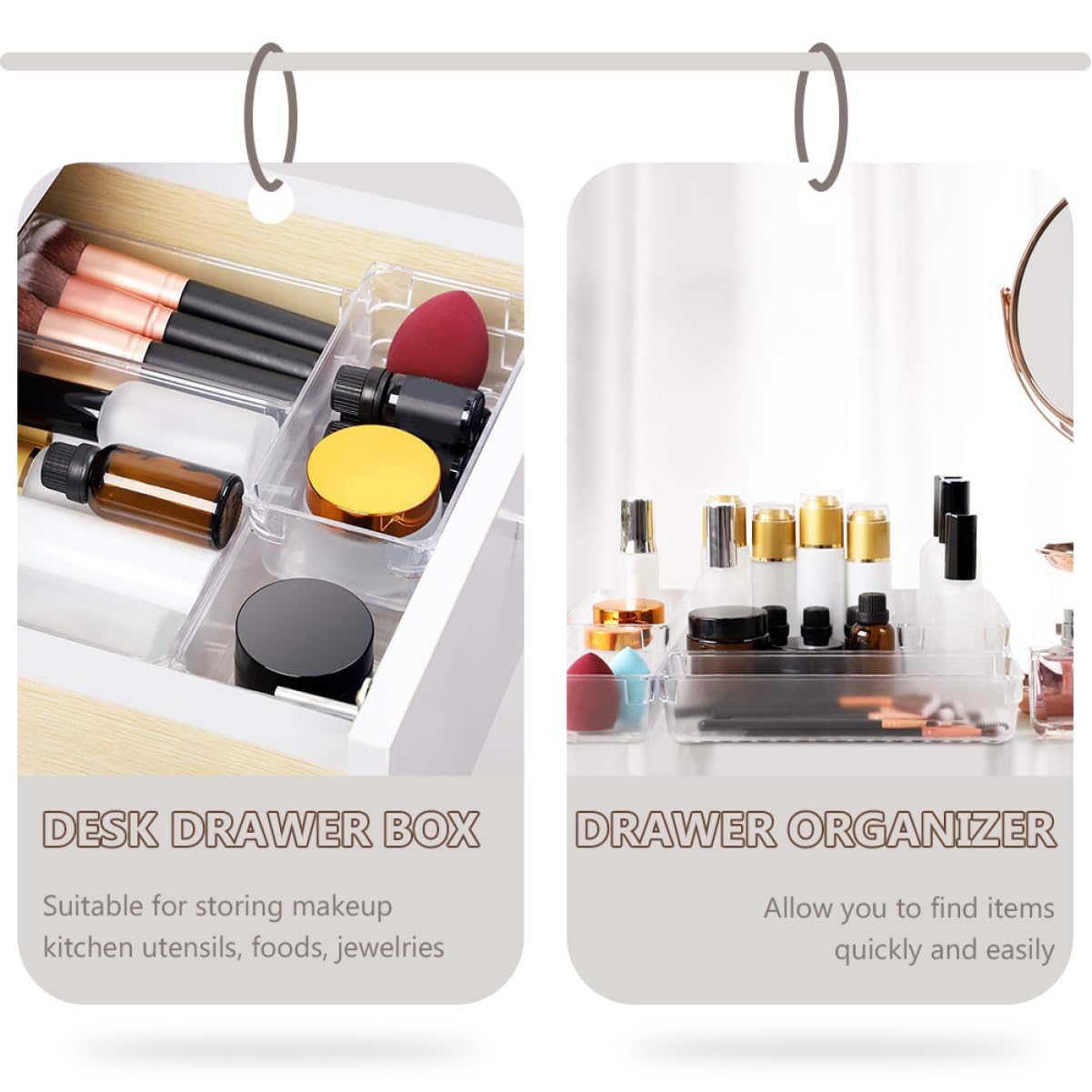 Organizzatore Cassetto Plastico Trasparente per Ufficio e Cucina Design Semplice