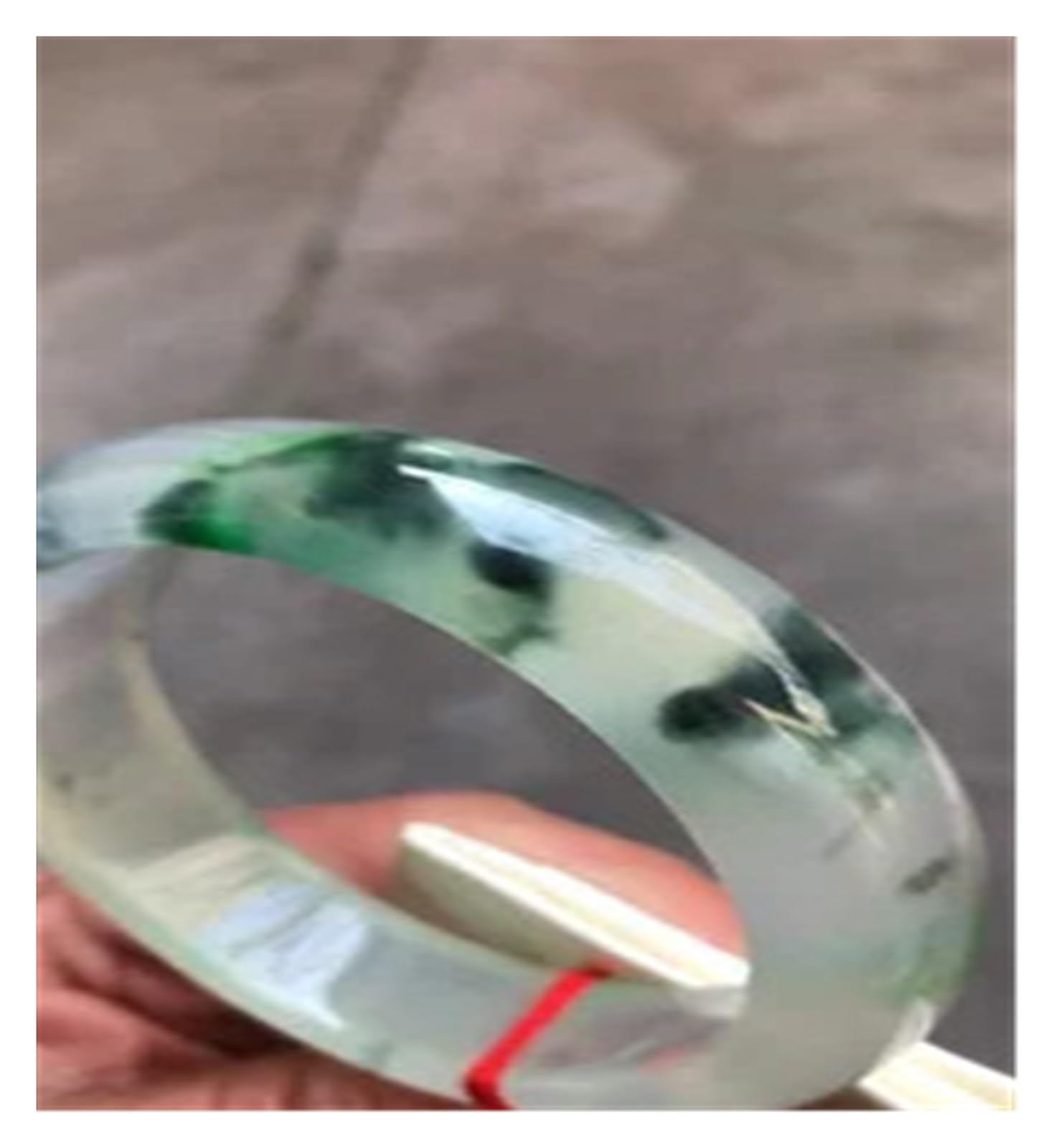 Bracciale rigido in giada giadeite verde ghiaccio naturale da 60,3 mm