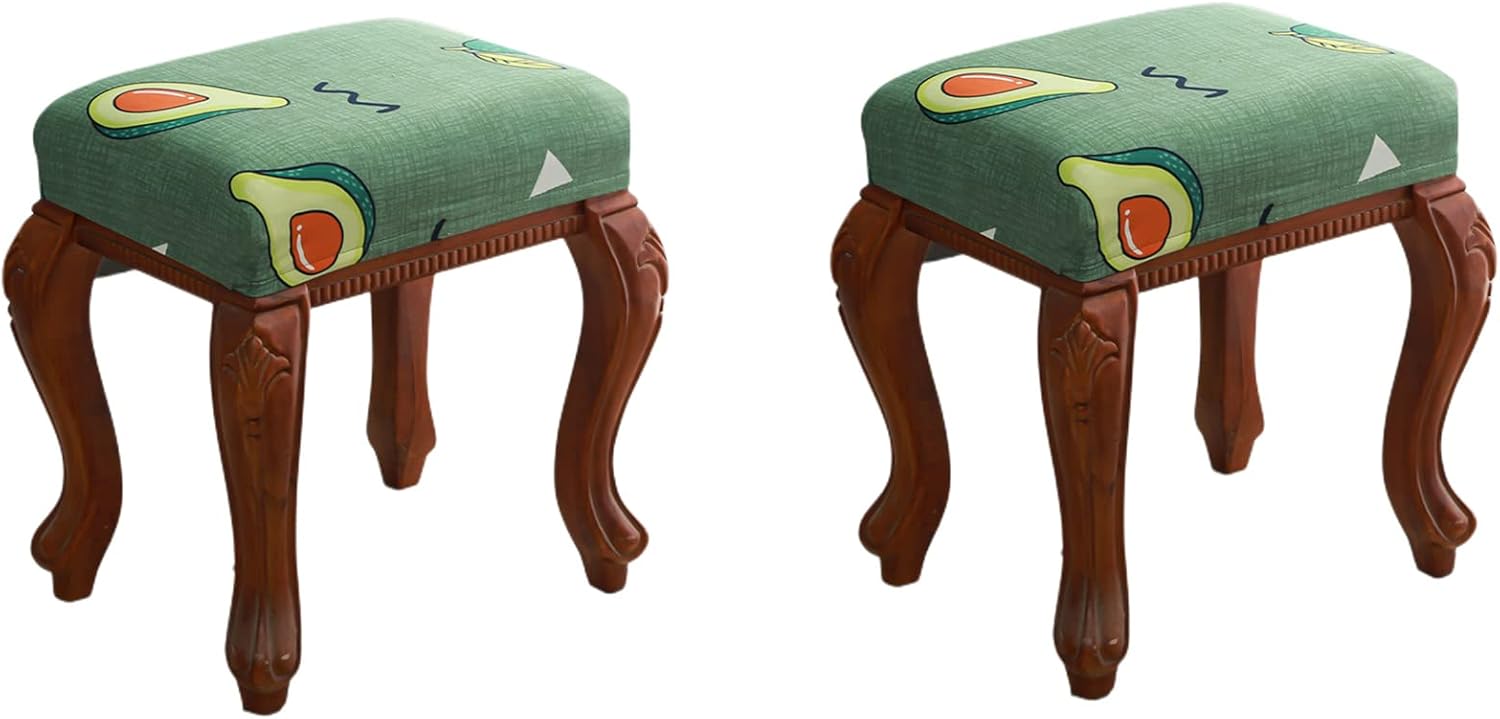 2PCS Elastic Rectangle Bar Stool Covers,Foot Stool Seat Cushion Covers,Vanity Stool Covers Square,Dressing Chair Covers ,Saddle Seat Covers,Counter Stool Cover,Stool Covers for Rectangle Stools