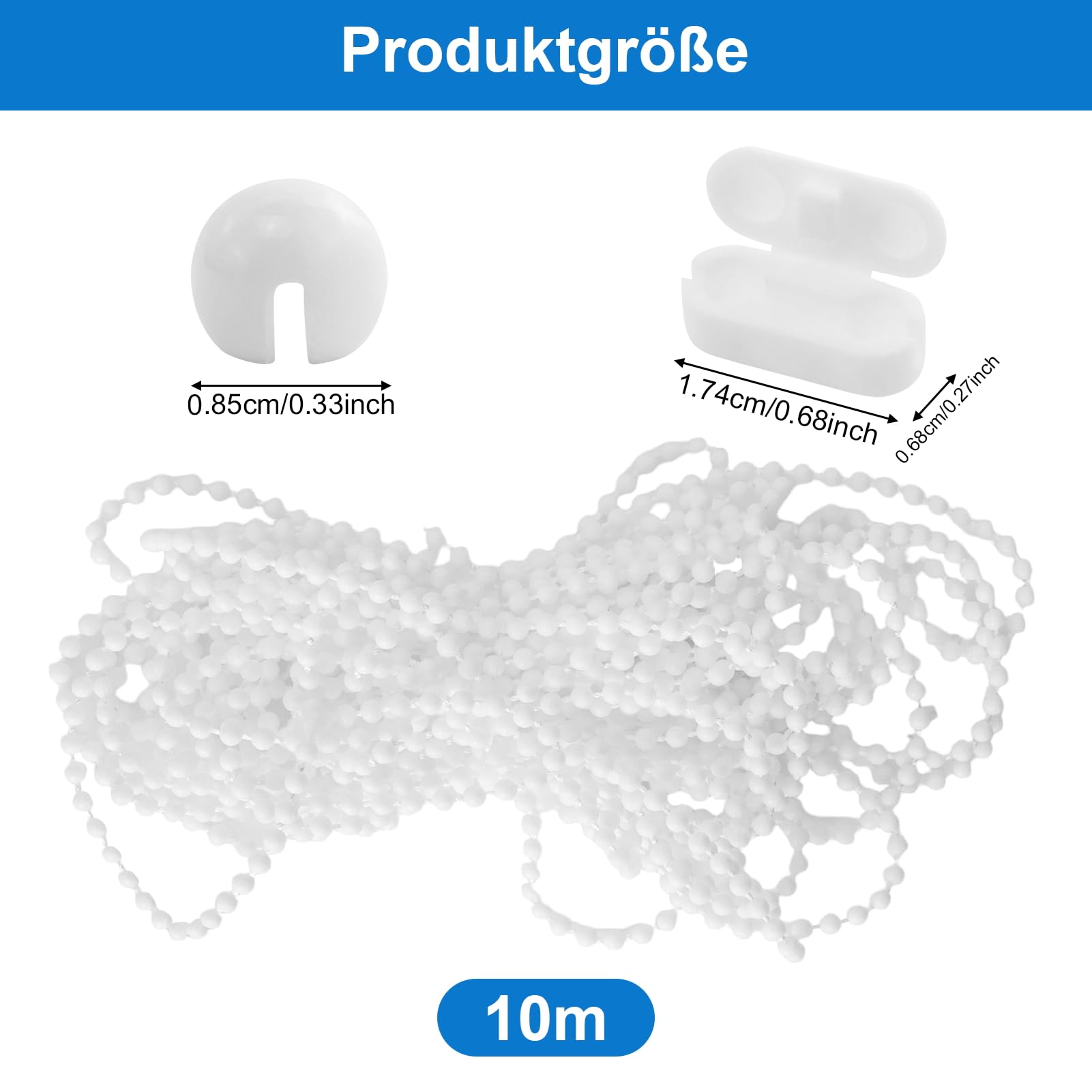 Chaîne de store enrouleur de 10 mètres avec 10 paires de Chaîne de store enrouleur de 10 mètres avec 10 paires de