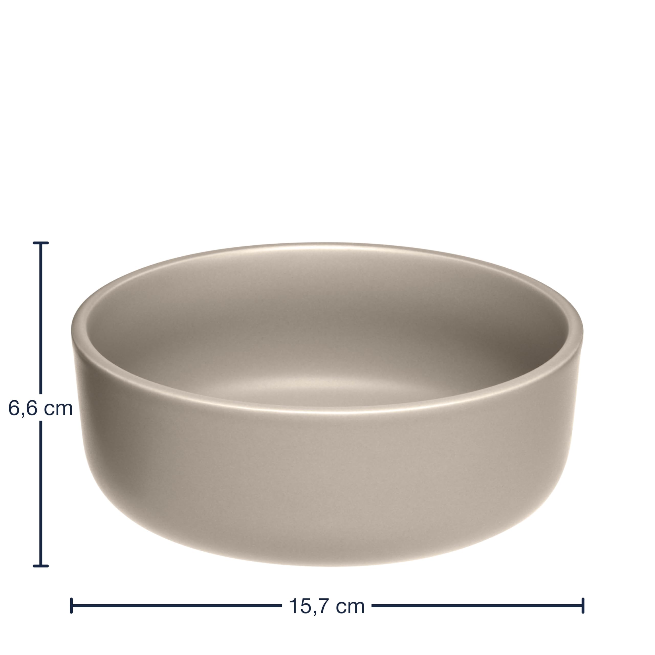 LEONARDO HOME Juego de 6 cuencos ROMA • Diámetro 15,7 cm • Apto para microondas y lavavajillas • Apilable • Vajilla de cerámica para 6 personas • Cuenco de postre, superficie ligeramente mate • beige