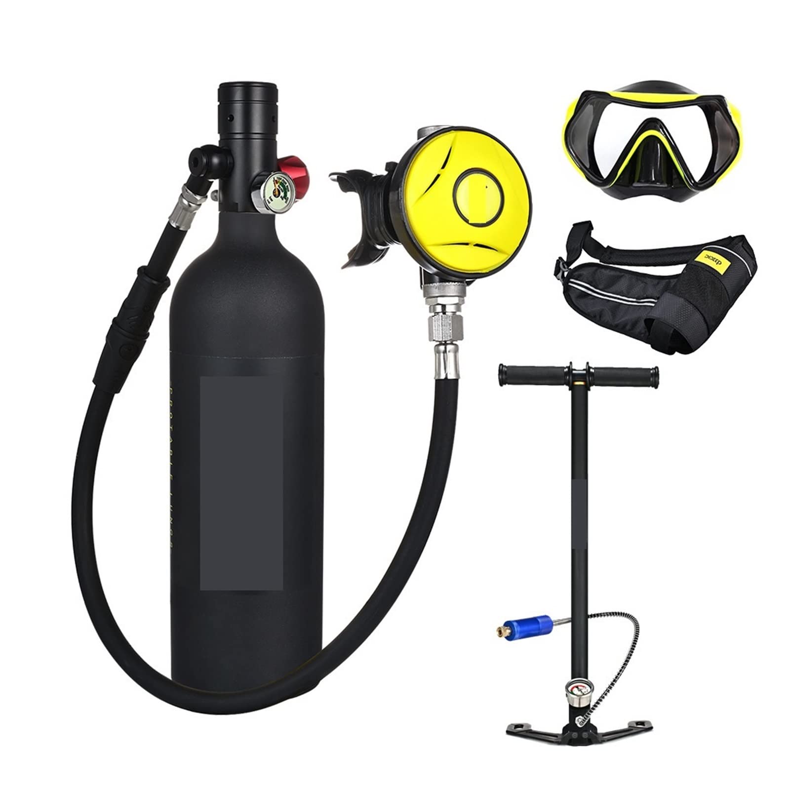 Portable Dive Cylinder, Diving Oxygen Cylinder 1L Capacity Portable Respirator(Nero)