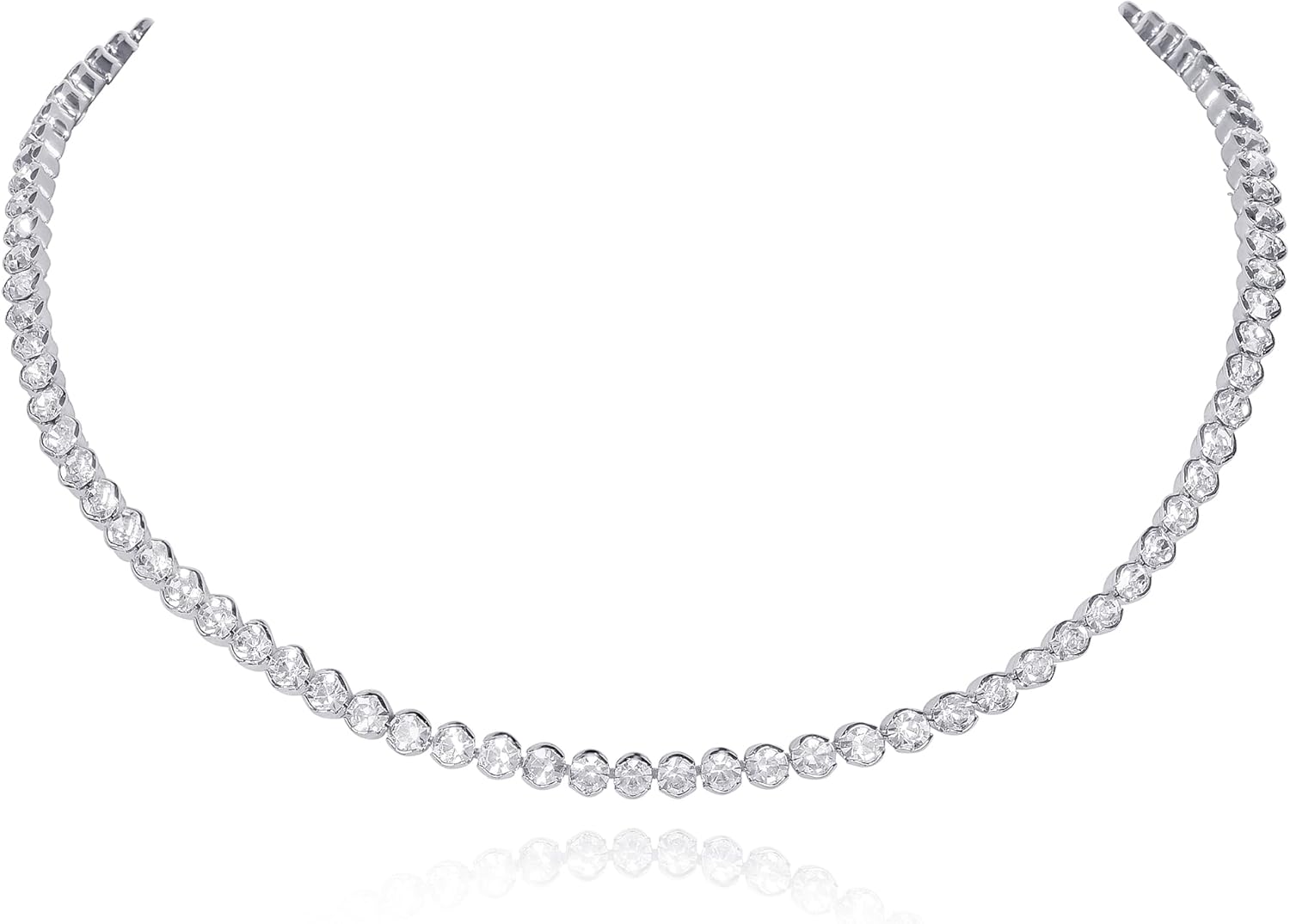 ZAVANA Tennis Necklace for Women and Girls – Gorgeous Gold or Silver Colour with Sparkling White Stones – Jewellery with Gift Box