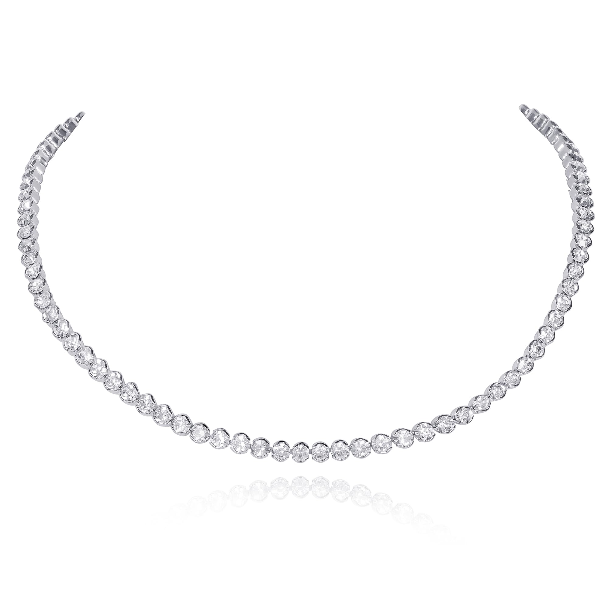Tennis Necklace for Women and Teen Girls, Silver or Gold Tennis Necklaces for Women, Diamante Necklace with Sparkling White Stones, Costume Jewellery with Gift Box