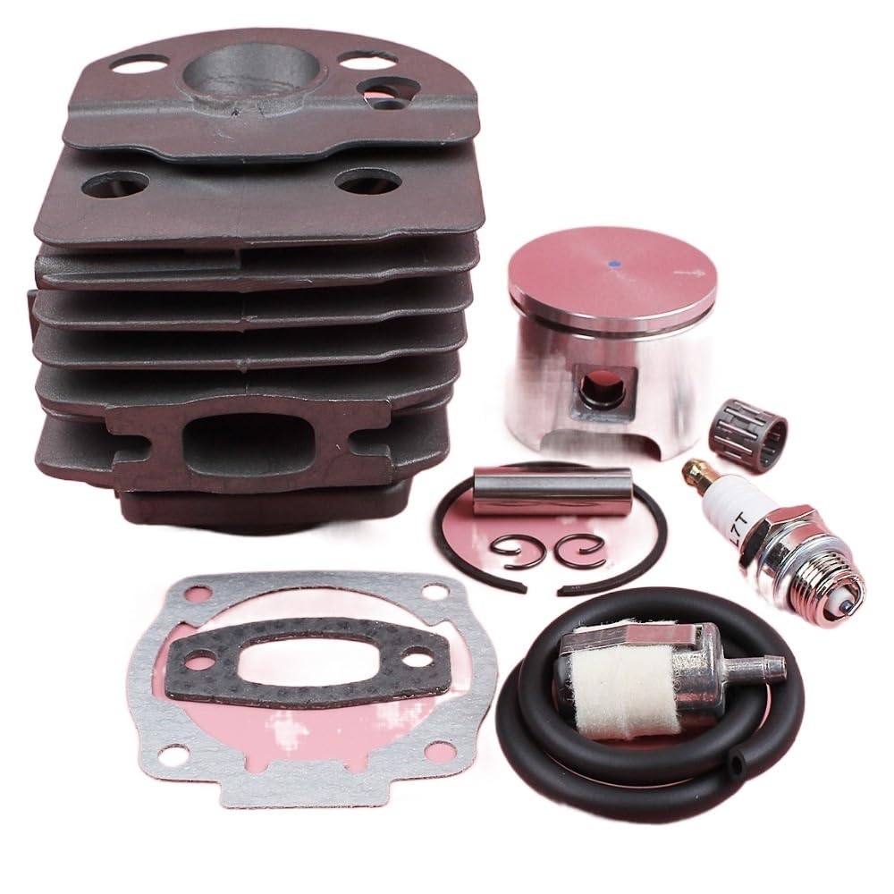SYLALE Kit de Junta de bujía de línea de Filtro de Combustible de pistón de Cilindro for Herramienta de jardín de Motosierra 55 51 Parte 46mm Бензопила