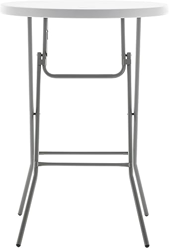 Miniatura 7 de BTEXPERT Blanco 32 pulgadas redonda 43 pulgadas de altura de la barra de granito plegable de plástico portátil para banquetes comerciales mesa de