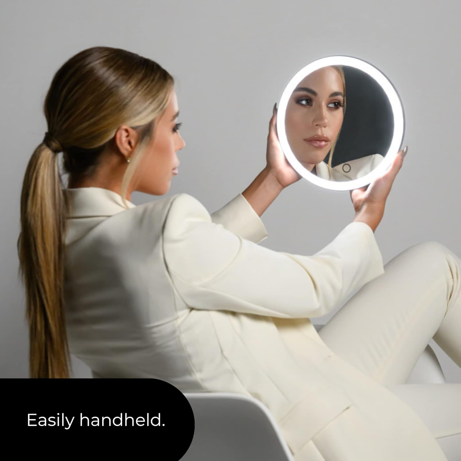 Cordless Bright LED Makeup Mirror with Lights and 5X Magnified Mirror with Long-Lasting Rechargeable Battery Perfect for Vanity (5X)