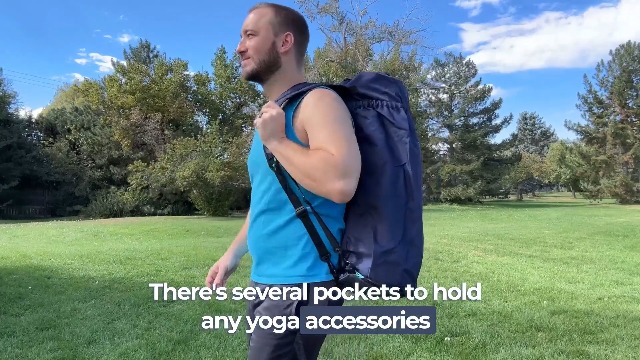 MAGNILAY Expandable Yoga Mat Bag, Adjustable Strap, Pockets, Black, Large