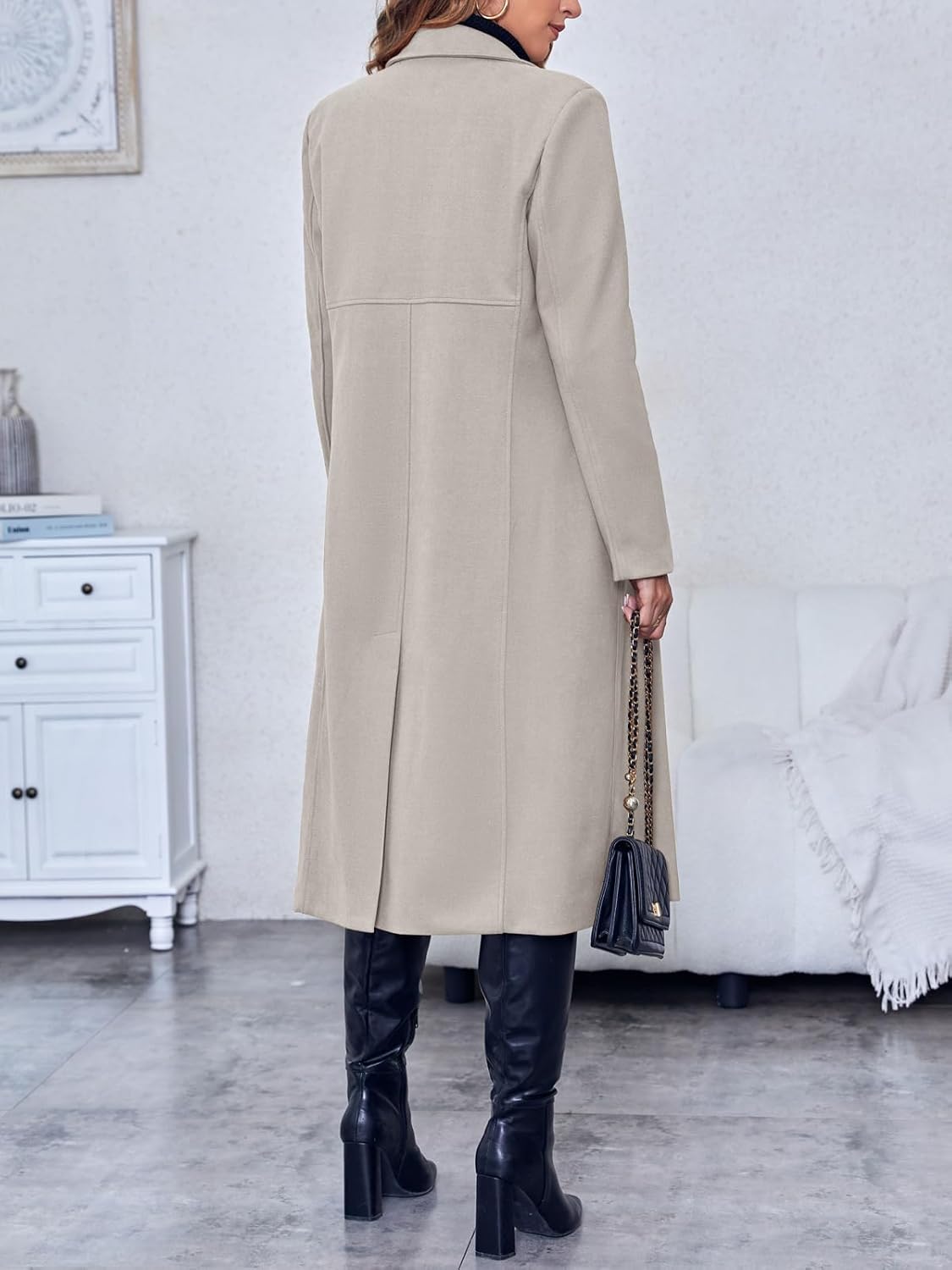 Saodimallsu Womens Winter Double Breasted Pea Coats Long Trench Coat Casual Work Office Overcoat with Pocket - Image 5