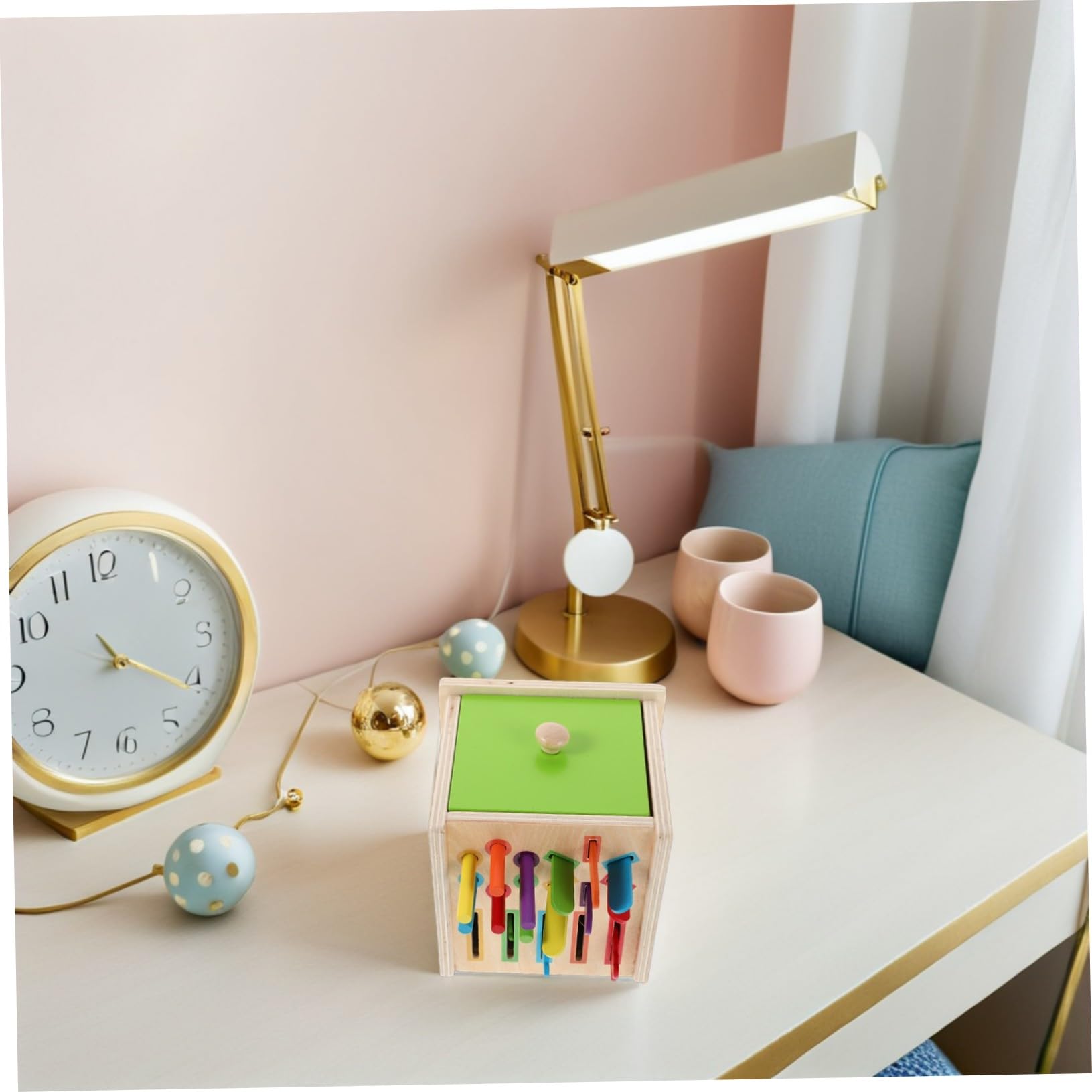 UKCOCO Montessori de Clasificación de de Madera Sólida para Años Juguete Educativo Visual y Cognitivo Colores y Geométricas para Desarrollo Temprano