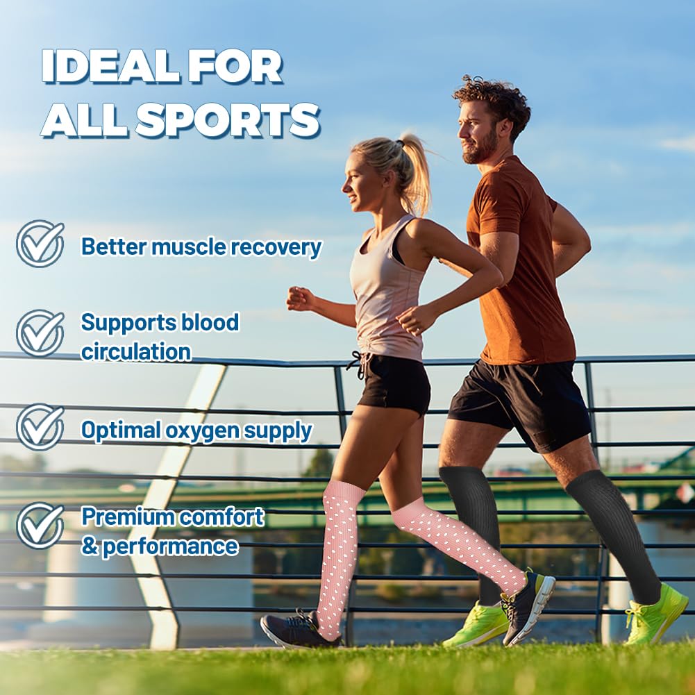 flintronic 2/3/6 Pares Calcetines de Compresion, Calcetines Compresion Running 15-20mmHg, Medias de compresion para Enfermera, Atletismo, Running, Ciclismo, Viajar