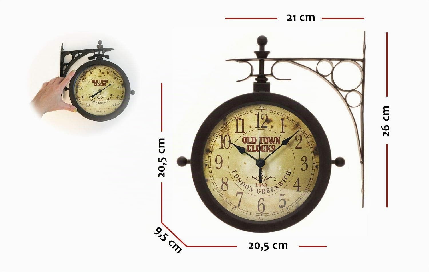 TFA 60.3011 Nostalgie Orologio da parete con termometro [Importato da Germania], metallo