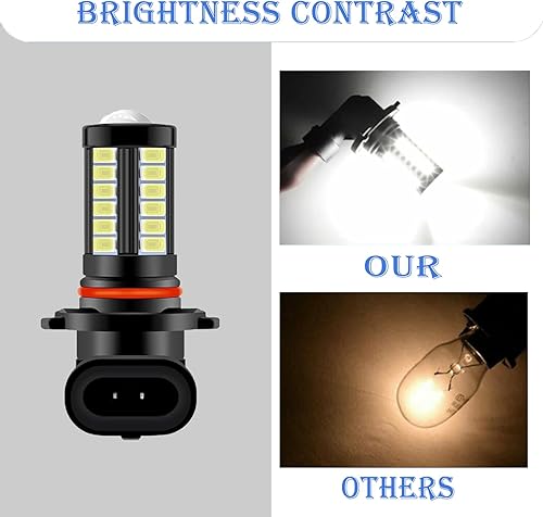 Miniatura 4 de 2 bombillas LED antiniebla 9006 o DRL, luz blanca fría de 6500 K, súper brillante 5730 33-SMD 12V, apto para automóviles, camiones, SUV, camionetas