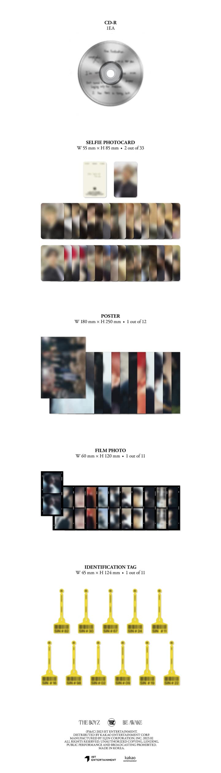 THE BOYZ BE AWAKE 8. mini album 3 wersje zestaw CD + 1p plakat na opakowaniu + 72p fotoksiążka + 2p selfie karta fotograficzna + 1p zdjęcie filmowe + 1ea zawieszka identyfikacyjna + śledzenie Kpop