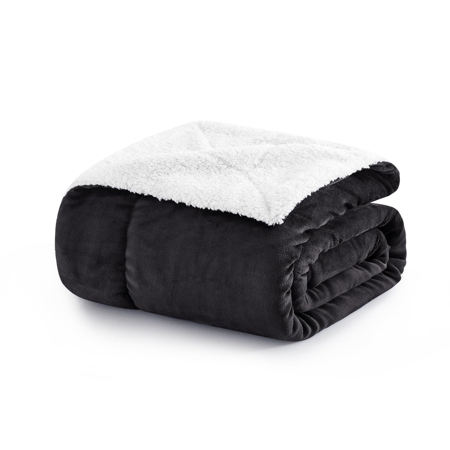 Moonlight20015 Black Sherpa Fleece Throw Blanket Queen Size - Fluffy & Soft Large Blankets For Bed - Microfiber Solid Warm Thick Throws For Sofas And Couch (, 220X240cm)